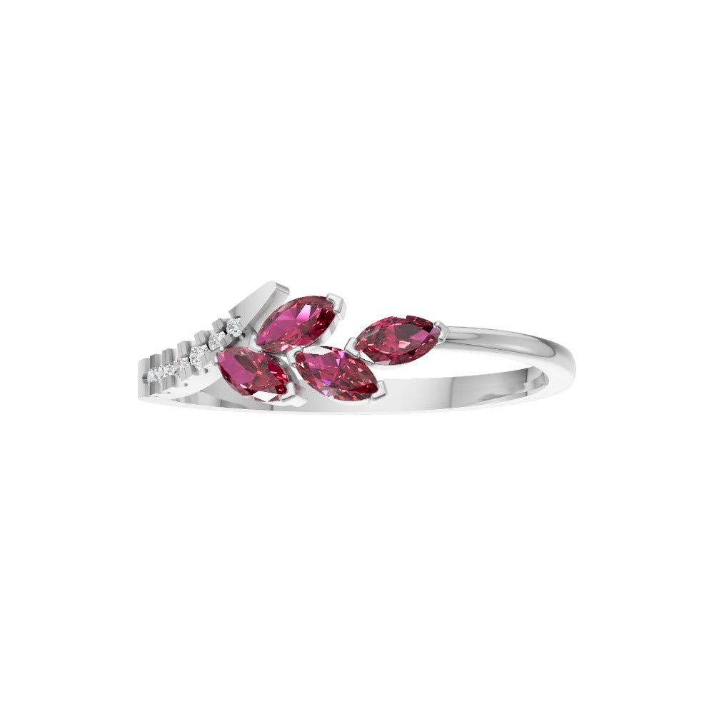 Ruby Leaf Cluster Band Ring