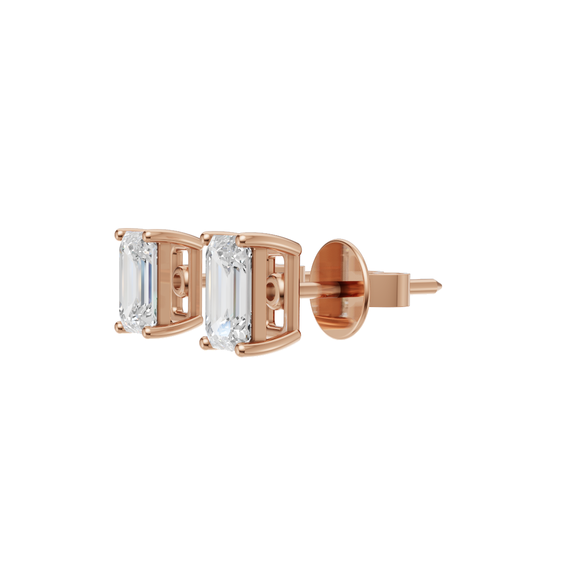Emerald Cut Lab Grown Diamond Stud Earrings