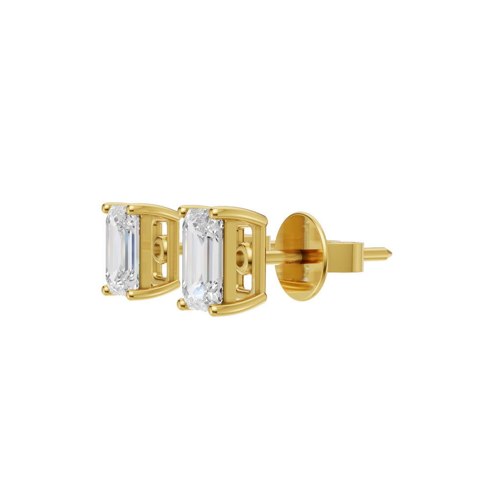 Emerald Cut Lab Grown Diamond Stud Earrings