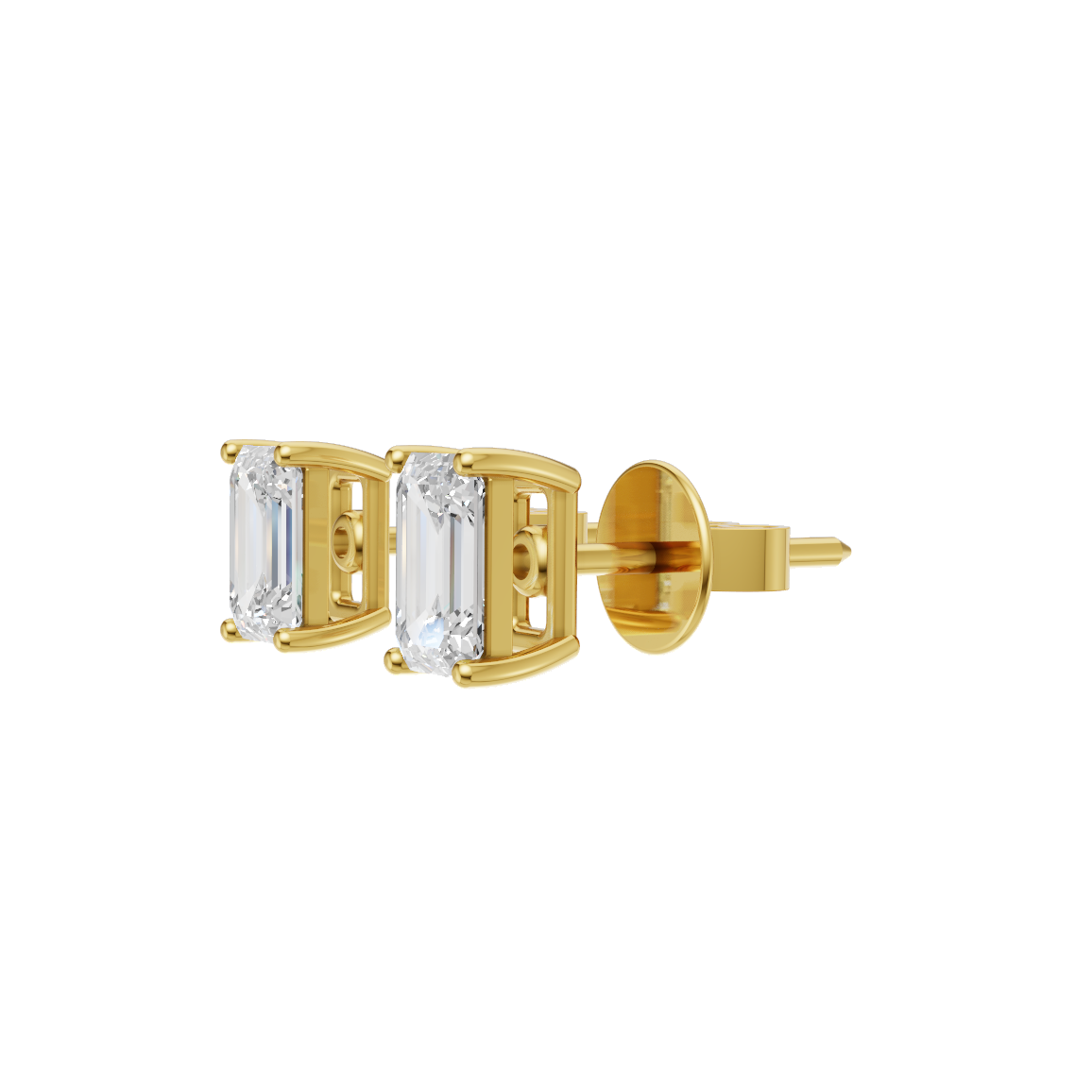 Emerald Cut Lab Grown Diamond Stud Earrings