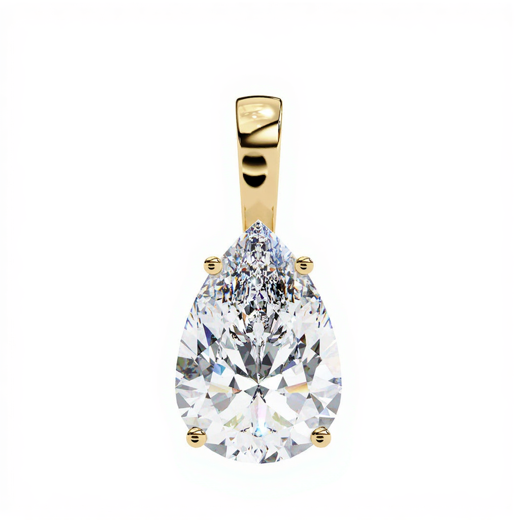 Pear Cut Solitaire Diamond Pendant Necklace
