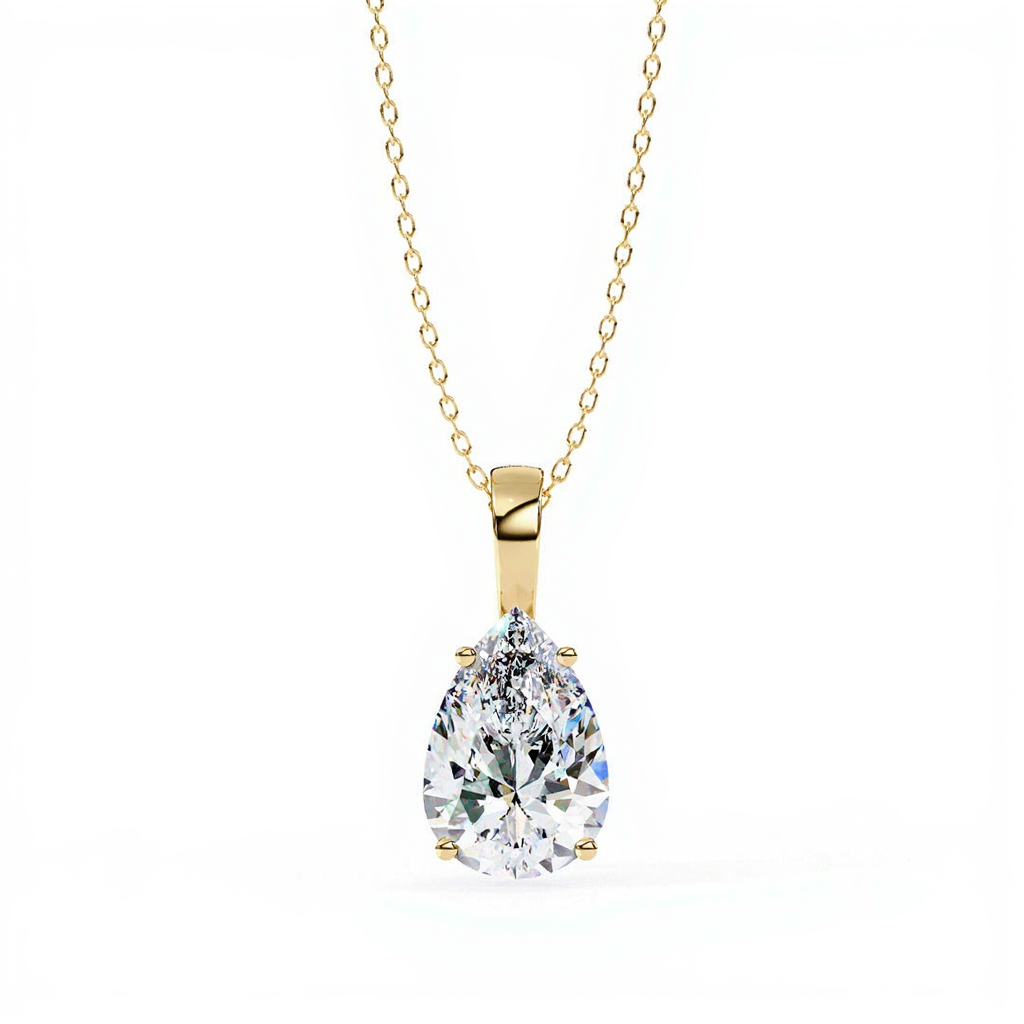 Pear Cut Solitaire Diamond Pendant Necklace