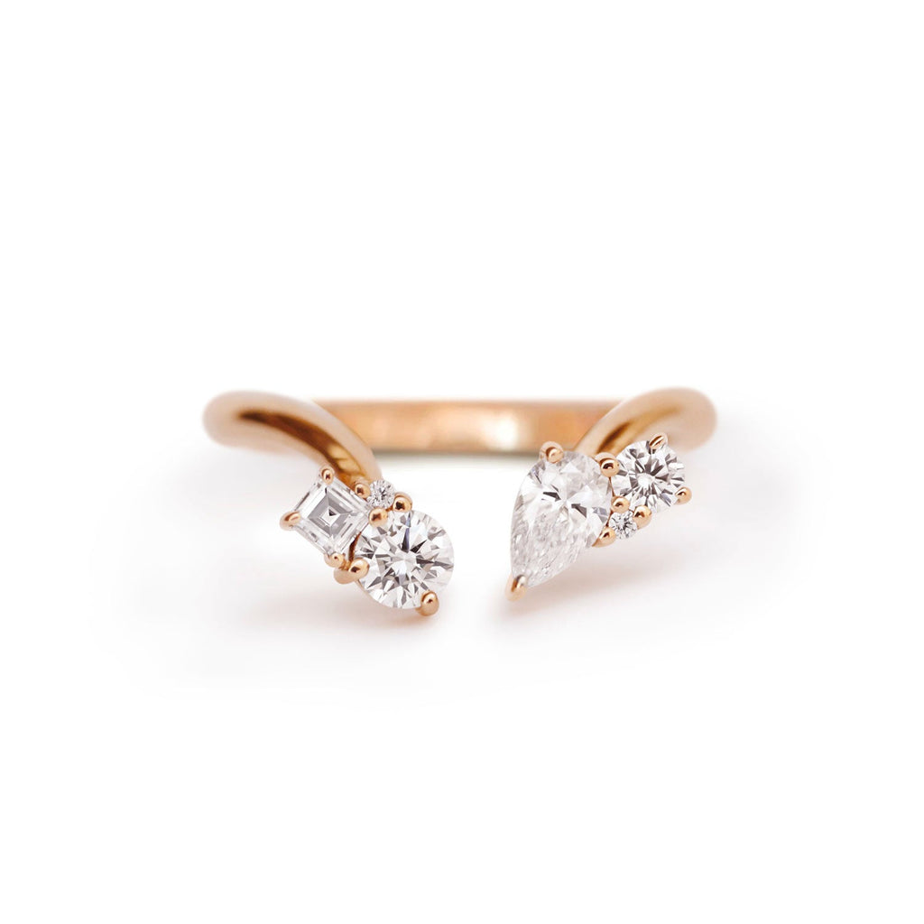 Mixed Cut Diamond Open Bypass Ring VENFORA