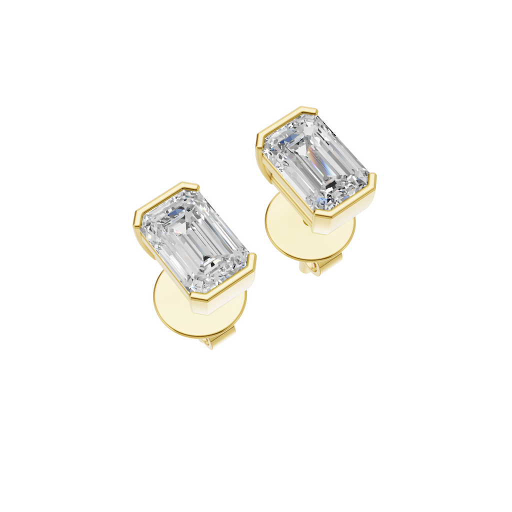 Emerald Cut Lab Grown Diamond Stud Earrings VENFORA