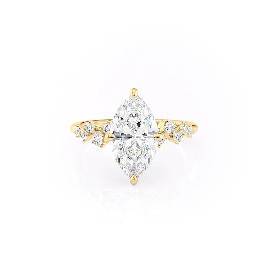 Marquise - 18K Yellow Gold Princess Cut Diamond Engagement Ring My Store