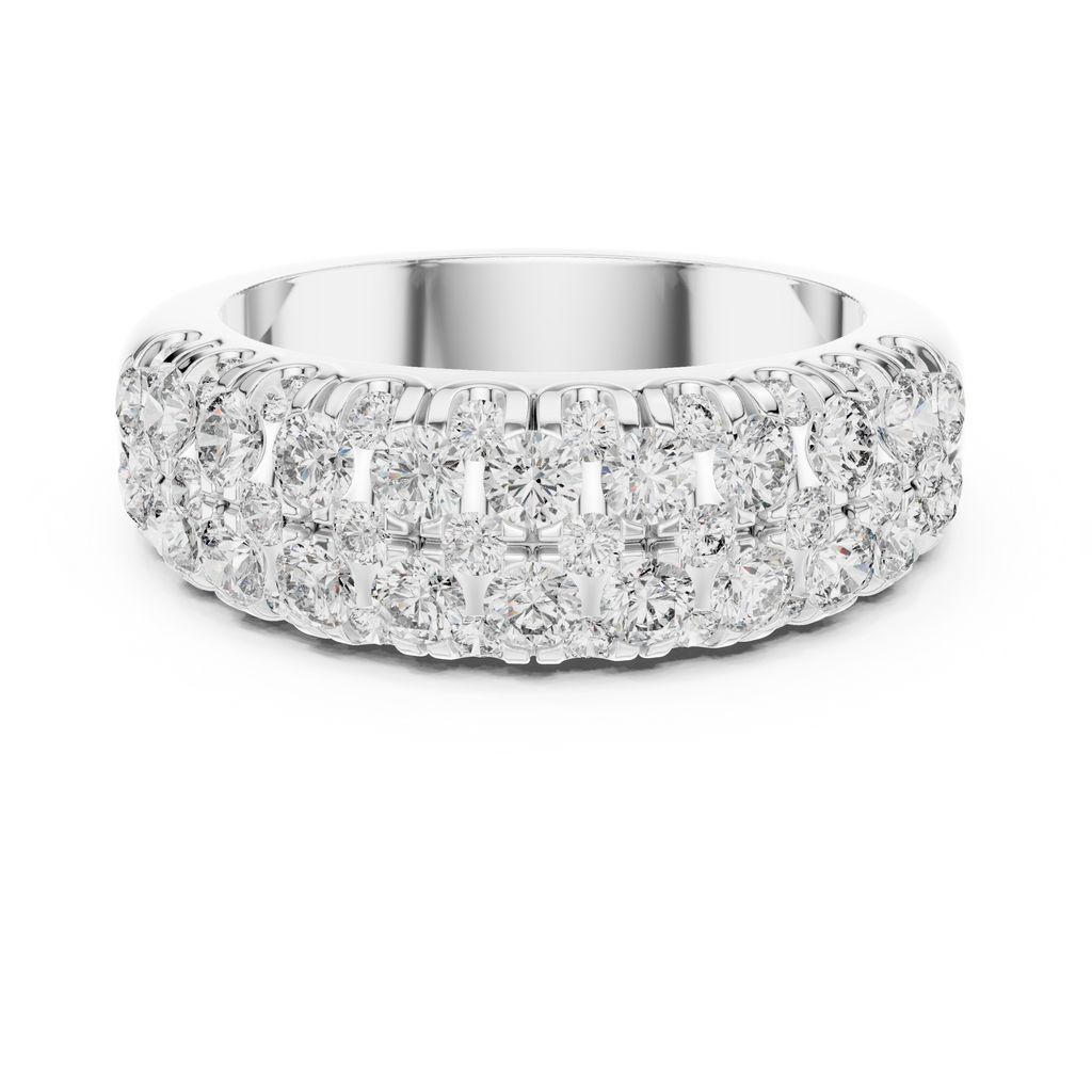Luxury 18K Gold Diamond Eternity Band – Triple Row Design 