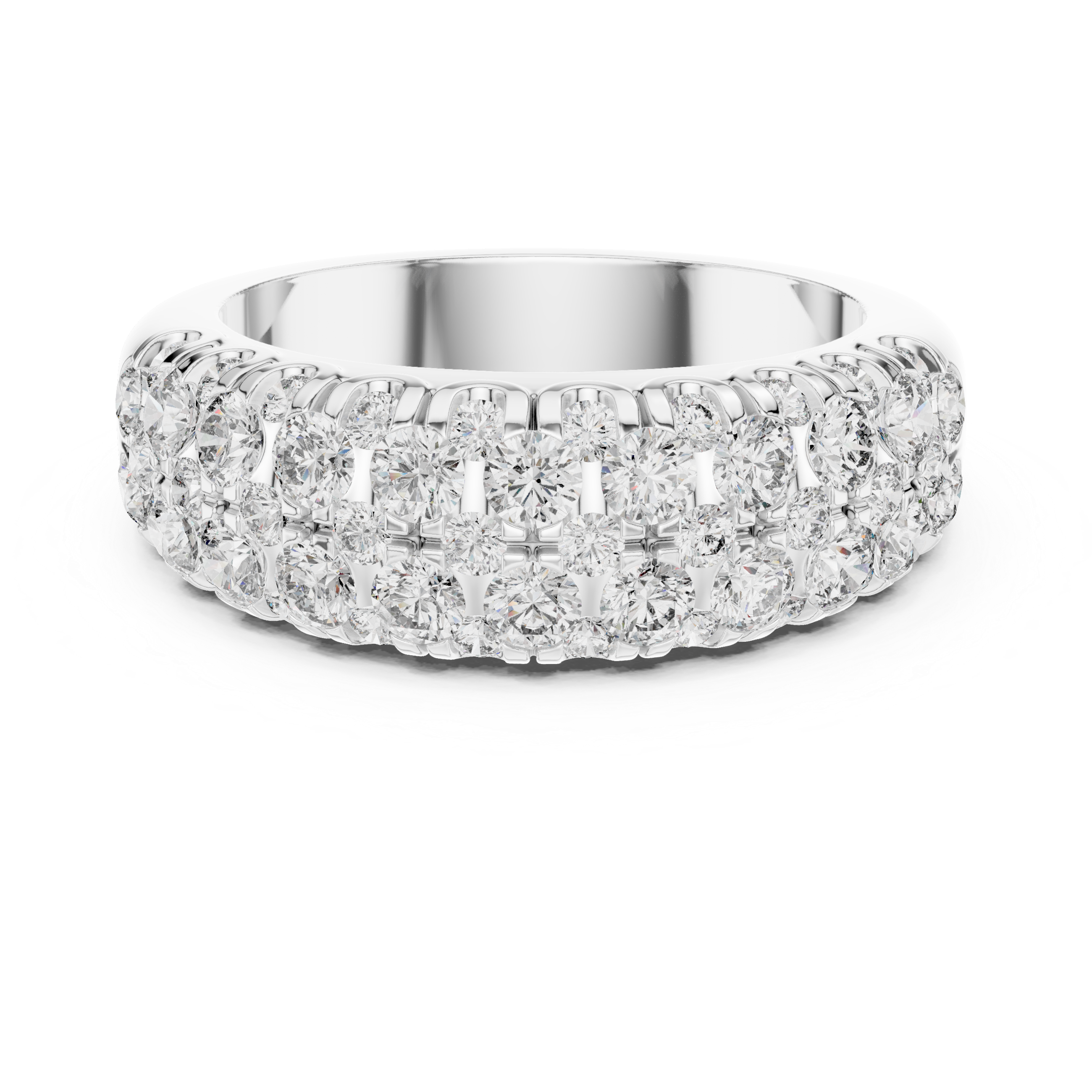 Luxury 18K Gold Diamond Eternity Band – Triple Row Design 