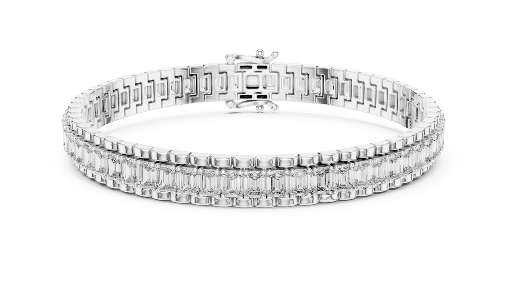 Channel Set Emerald-Cut Diamond Bracelet 
