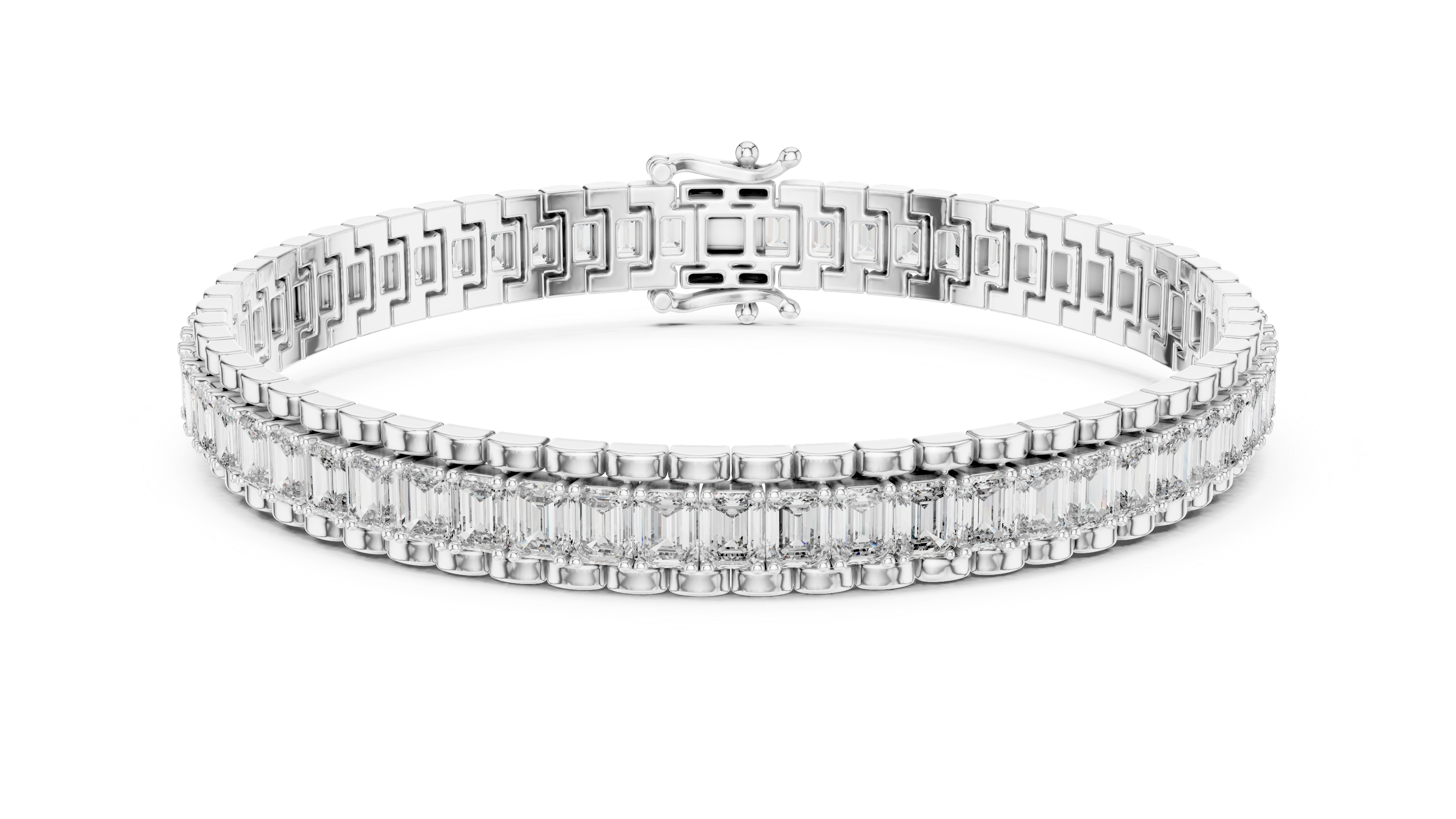 Channel Set Emerald-Cut Diamond Bracelet 