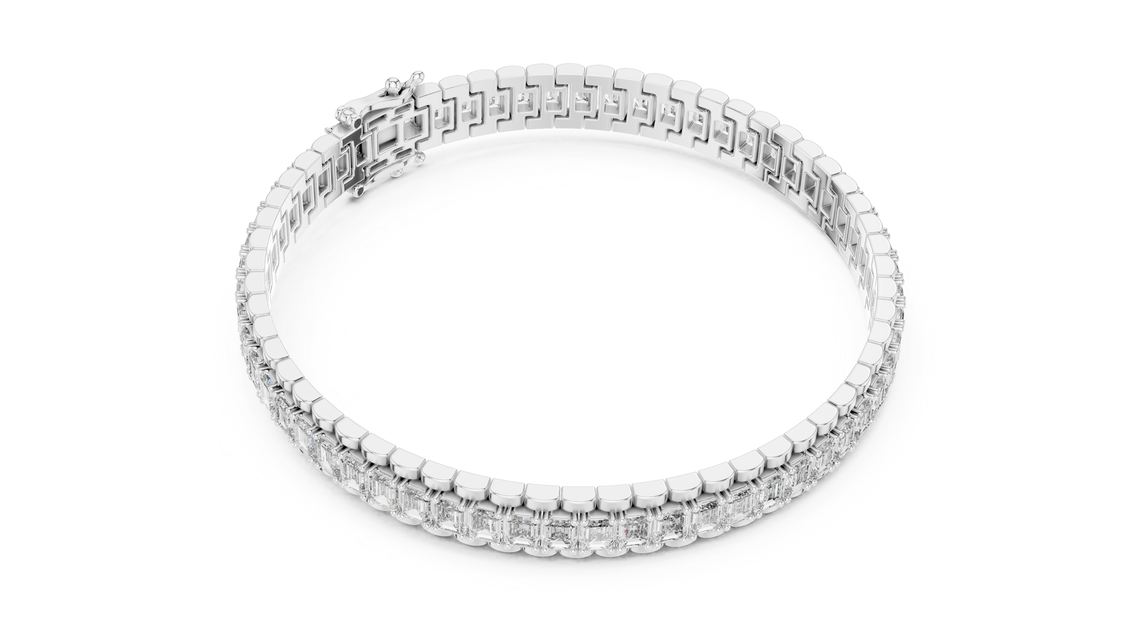 Channel Set Emerald-Cut Diamond Bracelet 