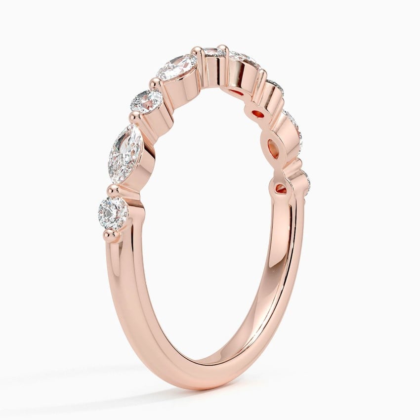 Marquise & Round Diamond Alternating Half Eternity Band