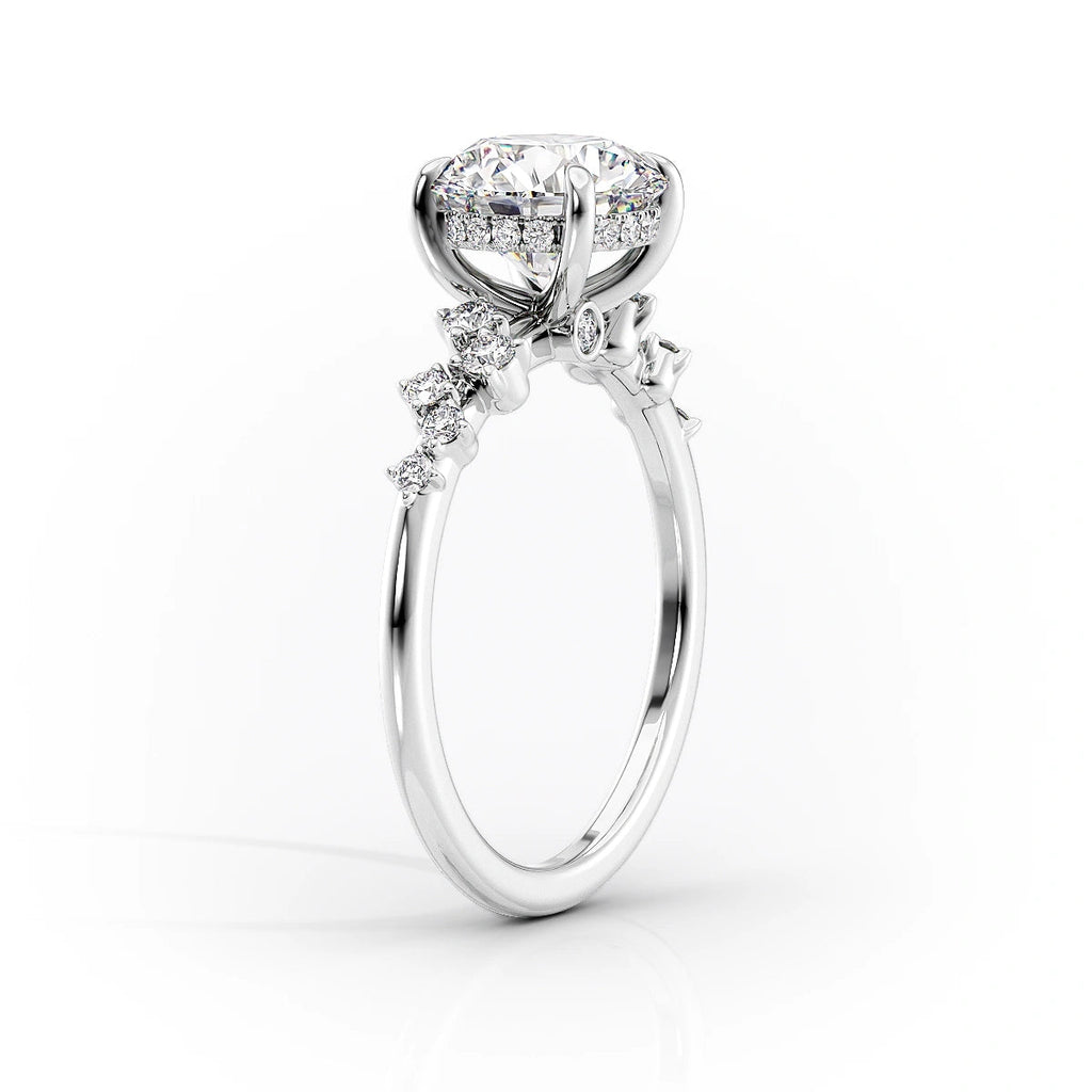 Radiant Cut Diamond Ring with Round Side Accents 