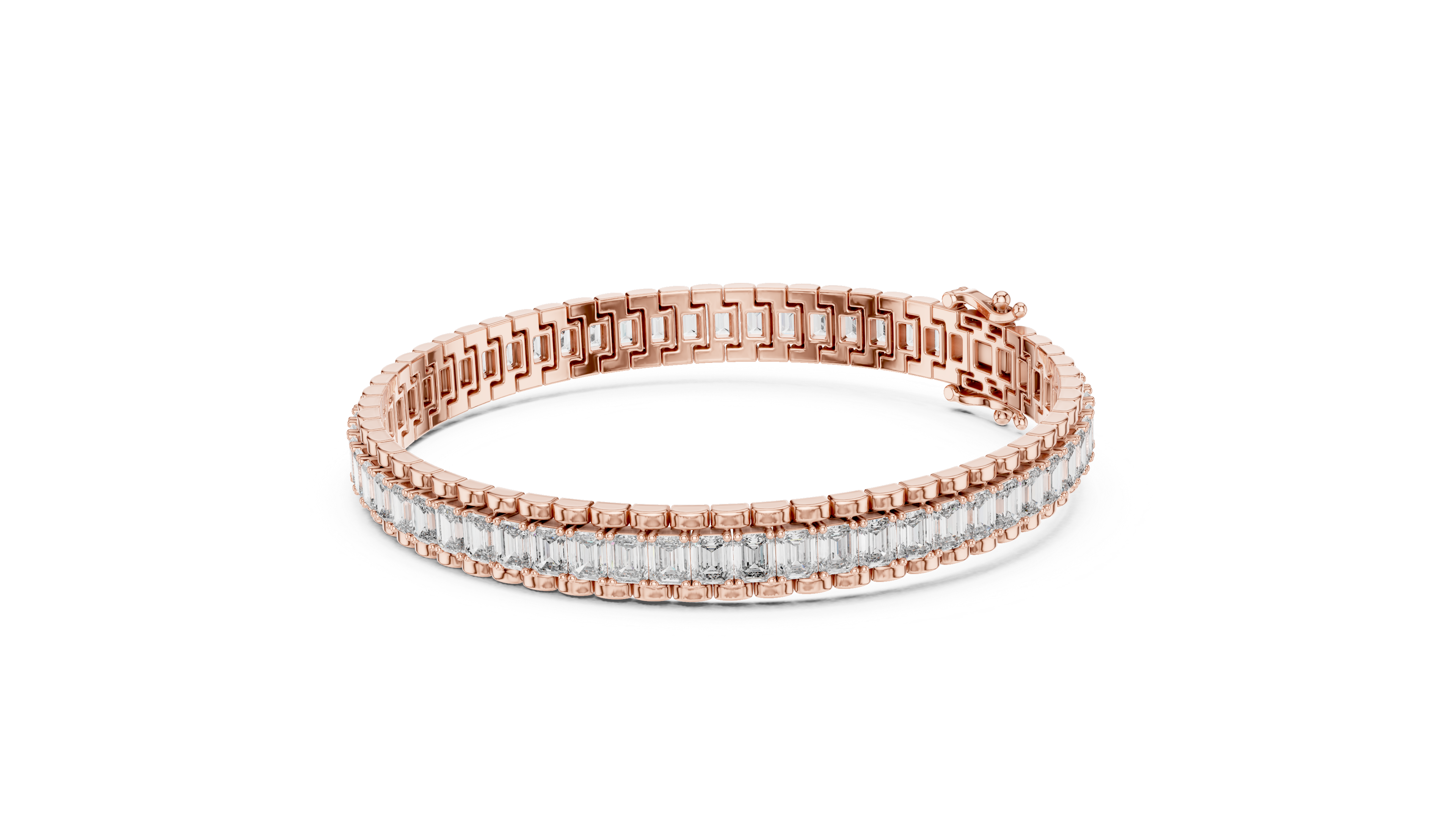 Channel Set Emerald-Cut Diamond Bracelet 