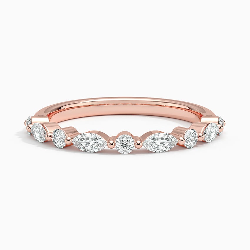 Marquise & Round Diamond Alternating Half Eternity Band 
