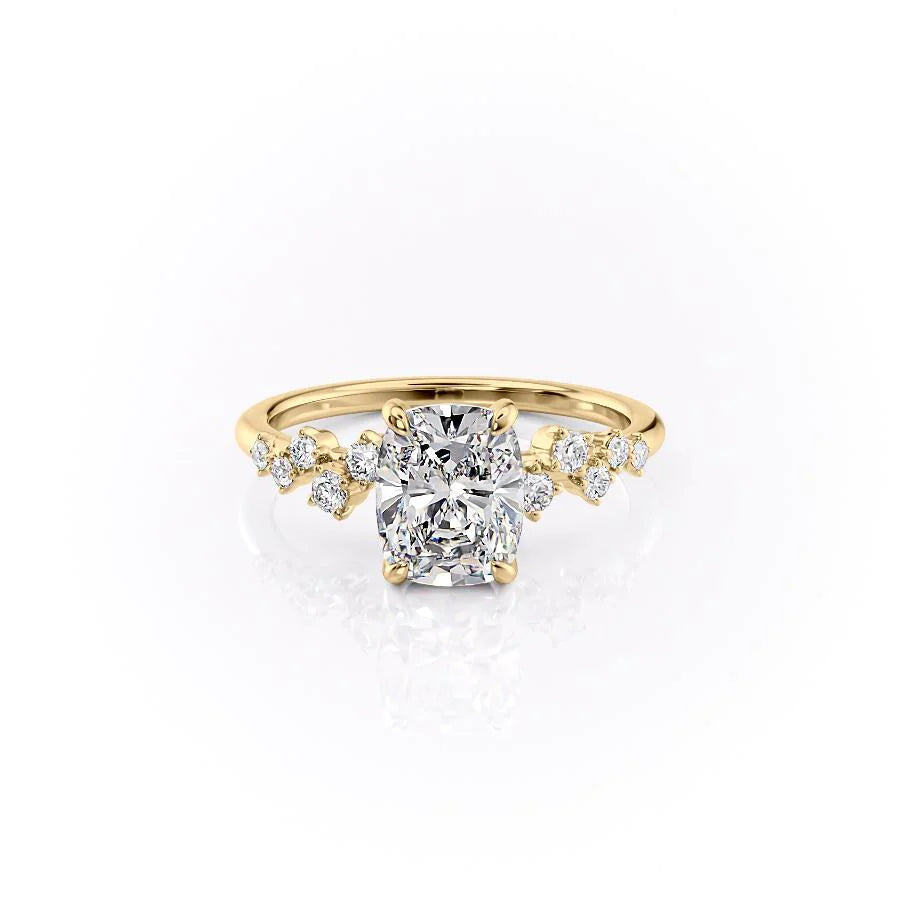Radiant Cut Diamond Ring with Round Side Accents 
