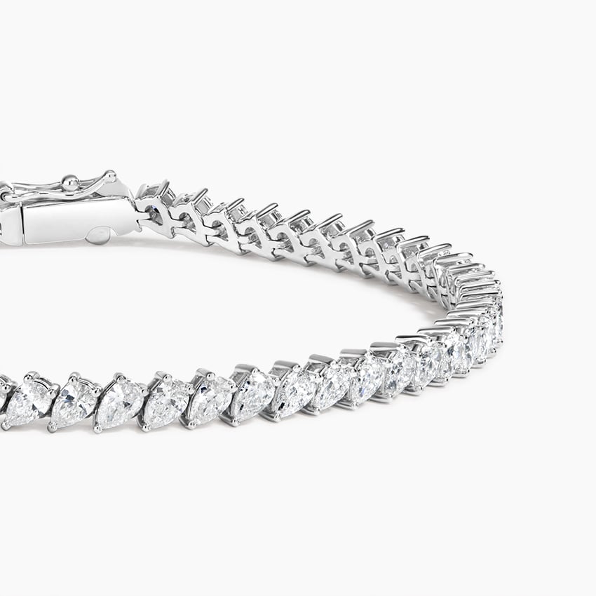 Classic Pear Lab Diamond Tennis Bracelet in 14K White Gold My Store