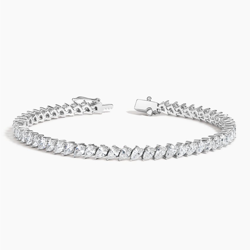 Classic Pear Lab Diamond Tennis Bracelet in 14K White Gold My Store