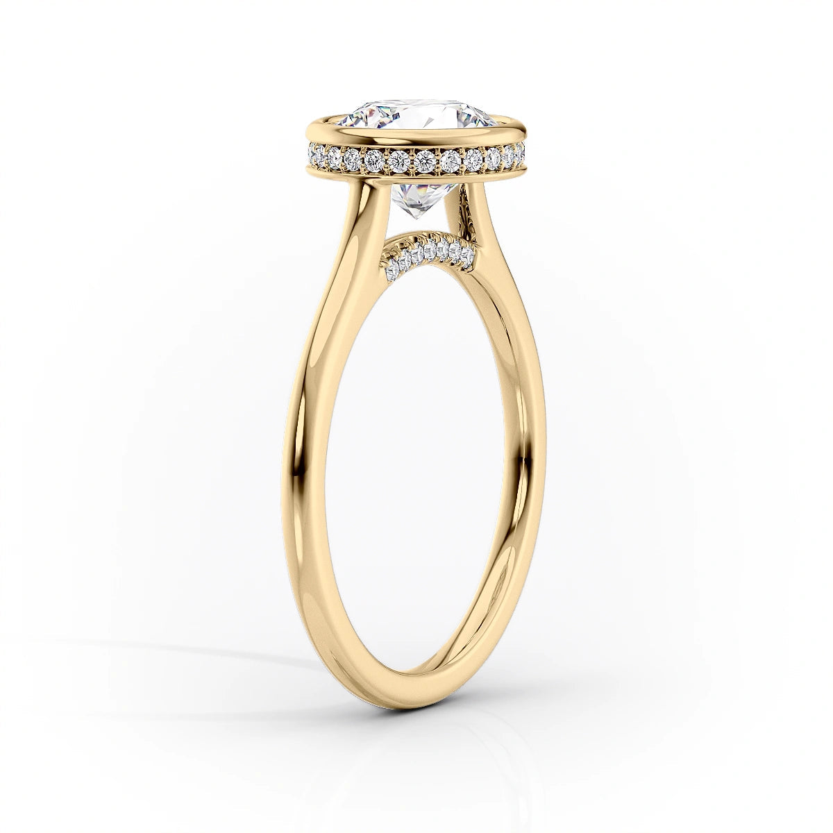oval Halo Diamond Engagement Ring in 18K Yellow Gold My Store
