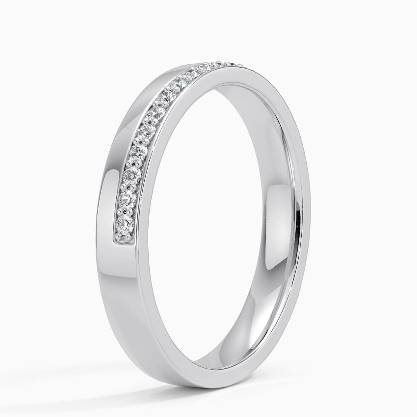 3mm Timeless Half-Pavé Diamond Band — White Gold Elegance My Store