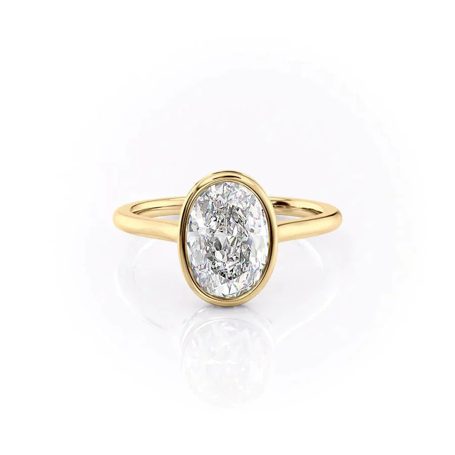 oval Halo Diamond Engagement Ring in 18K Yellow Gold My Store