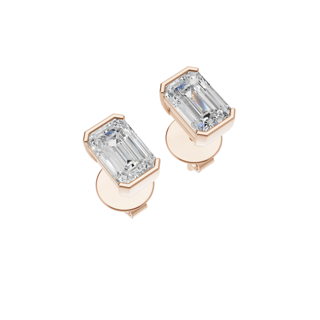 Emerald Cut Lab Grown Diamond Stud Earrings VENFORA
