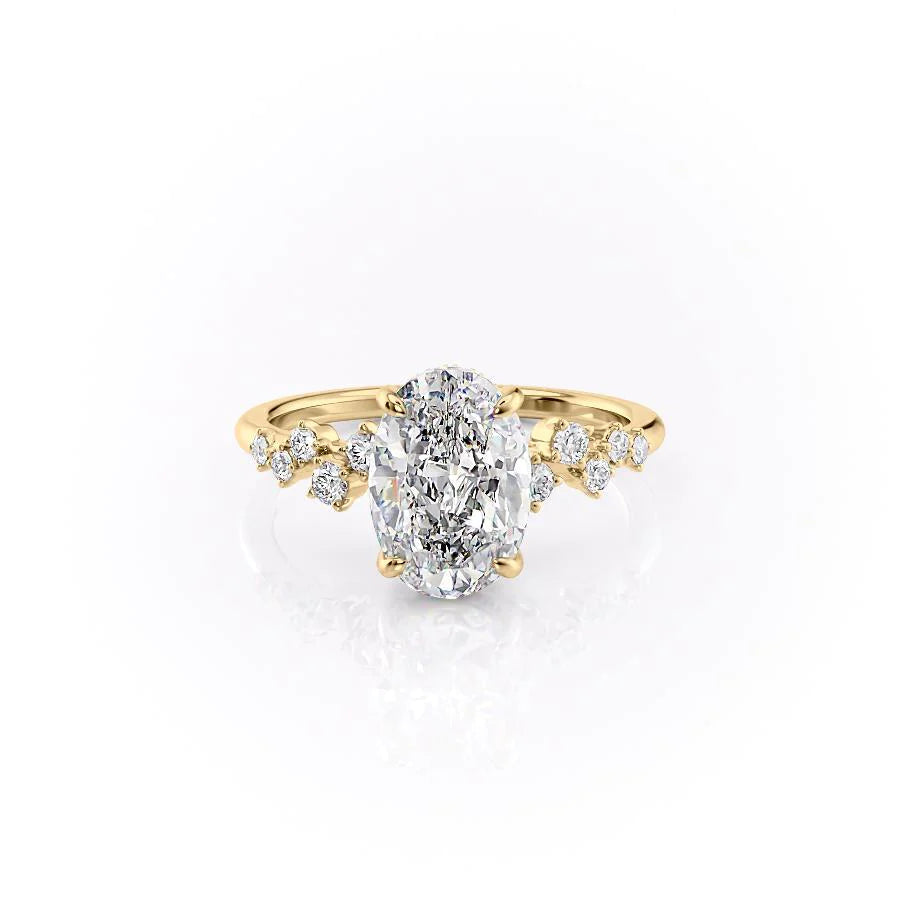 Oval Cut Diamond Ring with Round Side Accents 