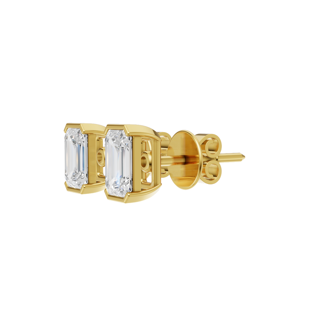 Emerald Cut Lab Grown Diamond Stud Earrings VENFORA