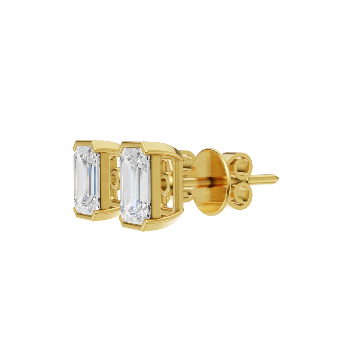 Emerald Cut Lab Grown Diamond Stud Earrings VENFORA