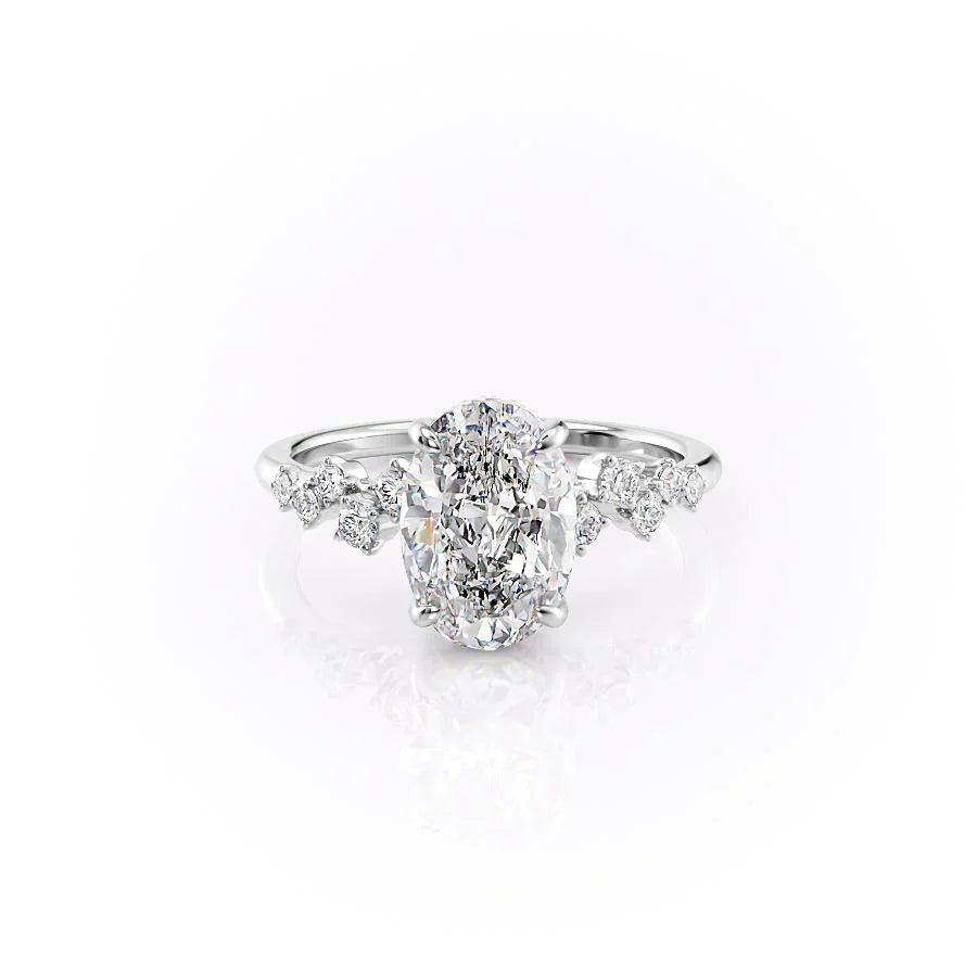 Oval Cut Diamond Ring with Round Side Accents 
