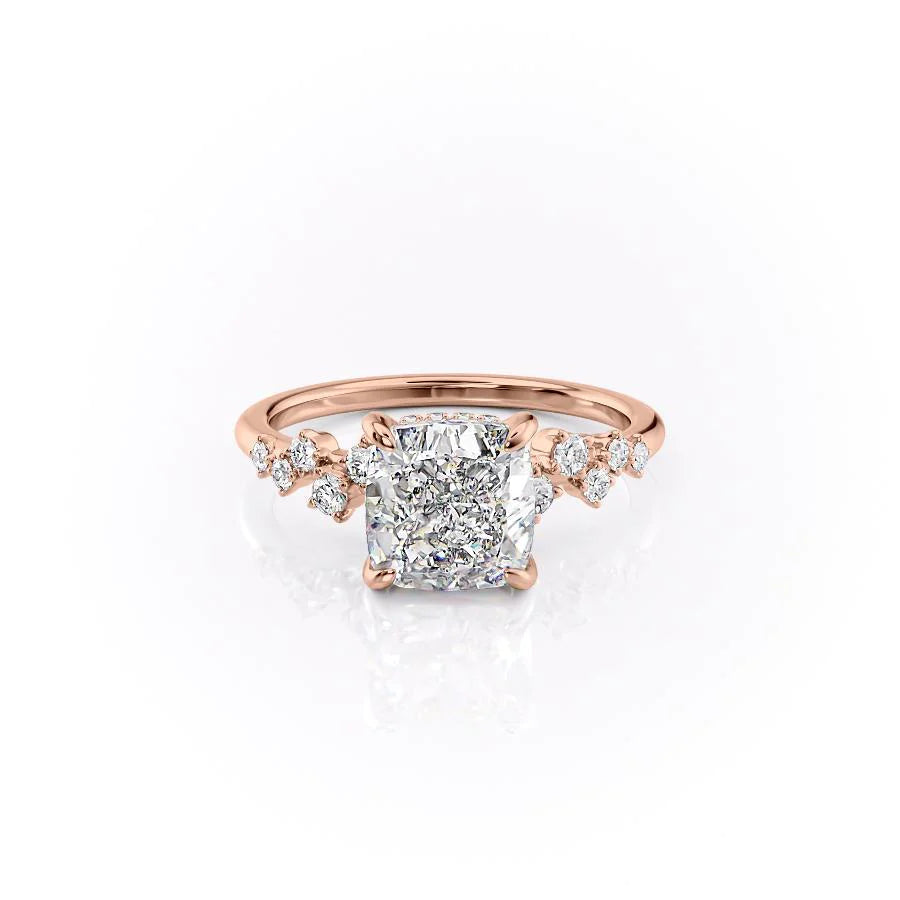 Cushion Cut Diamond Ring with Round Side Accents 