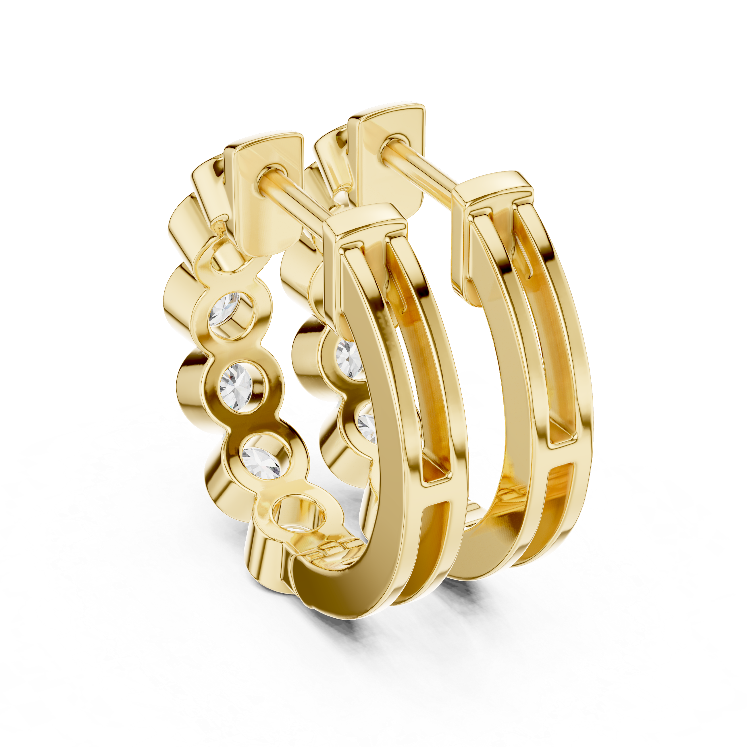 Bezel Set Diamond Hoop Earrings in 18K Gold 