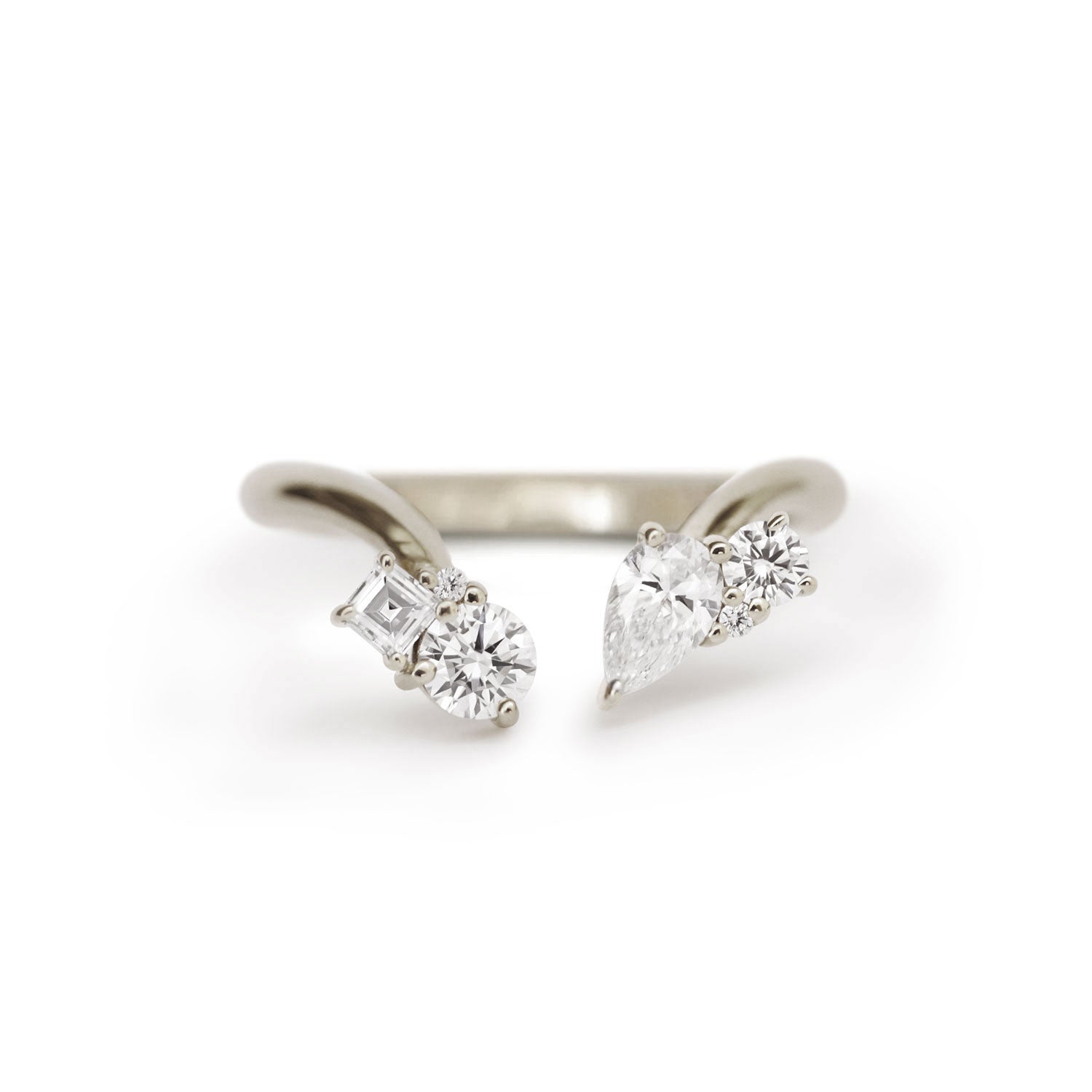Mixed Cut Diamond Open Bypass Ring VENFORA