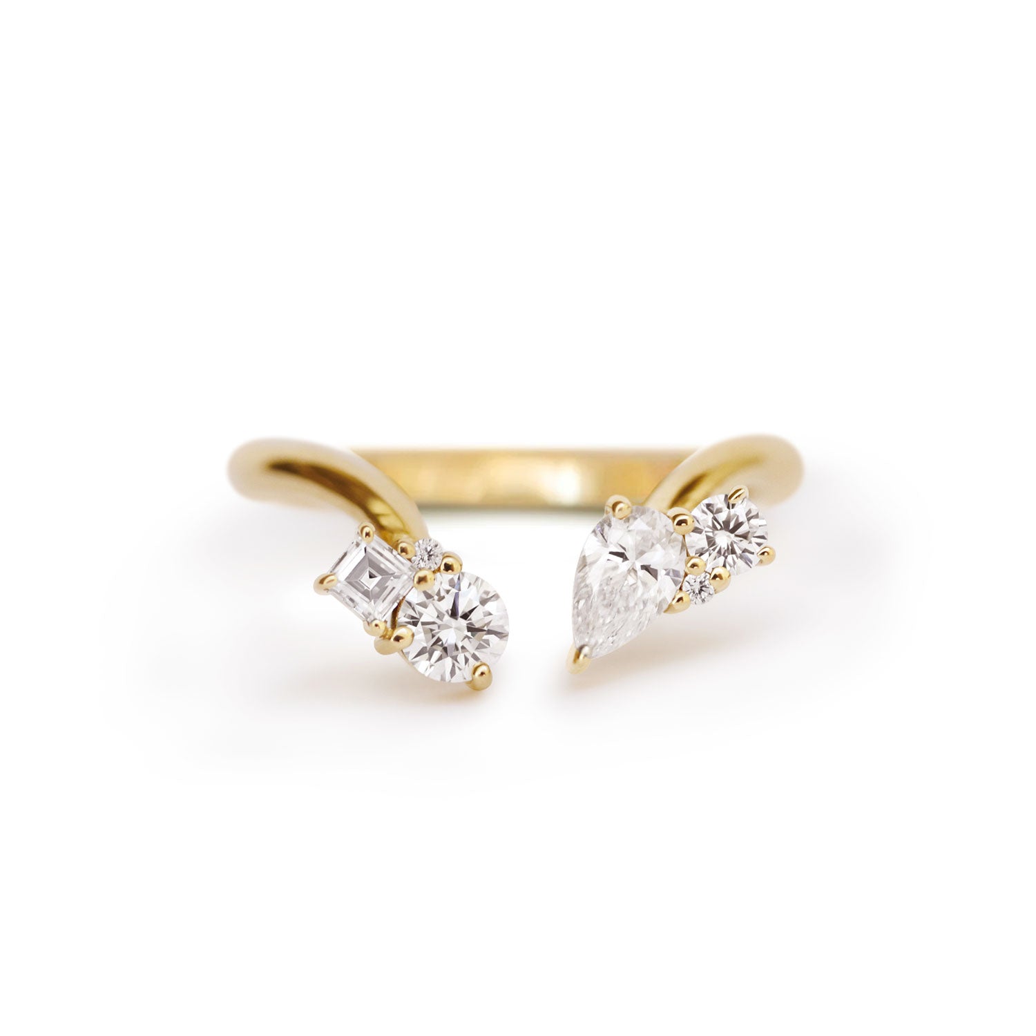 Mixed Cut Diamond Open Bypass Ring VENFORA