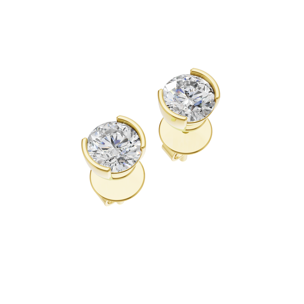 Round Cut Lab Grown Diamond Stud Earrings VENFORA