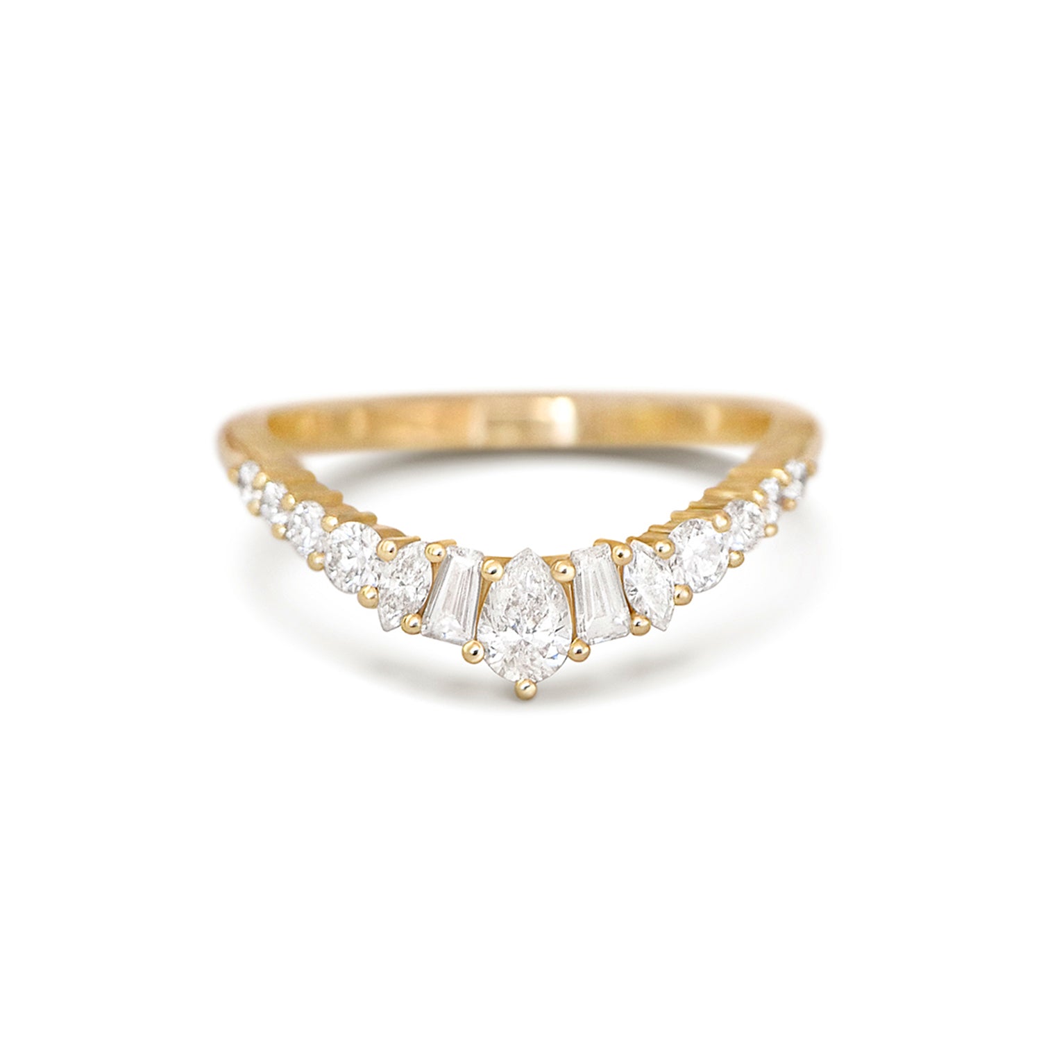 Marquise Diamond Curved V-Band Ring VENFORA