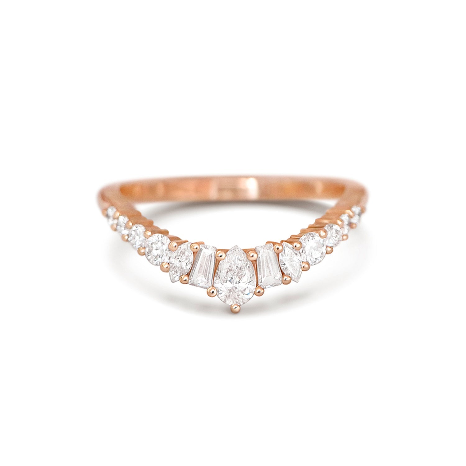Marquise Diamond Curved V-Band Ring VENFORA