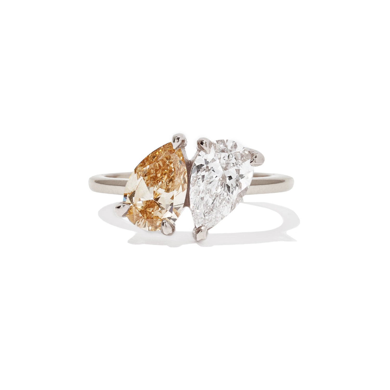 Dual Pear-Cut Champagne Diamond Engagement Ring VENFORA