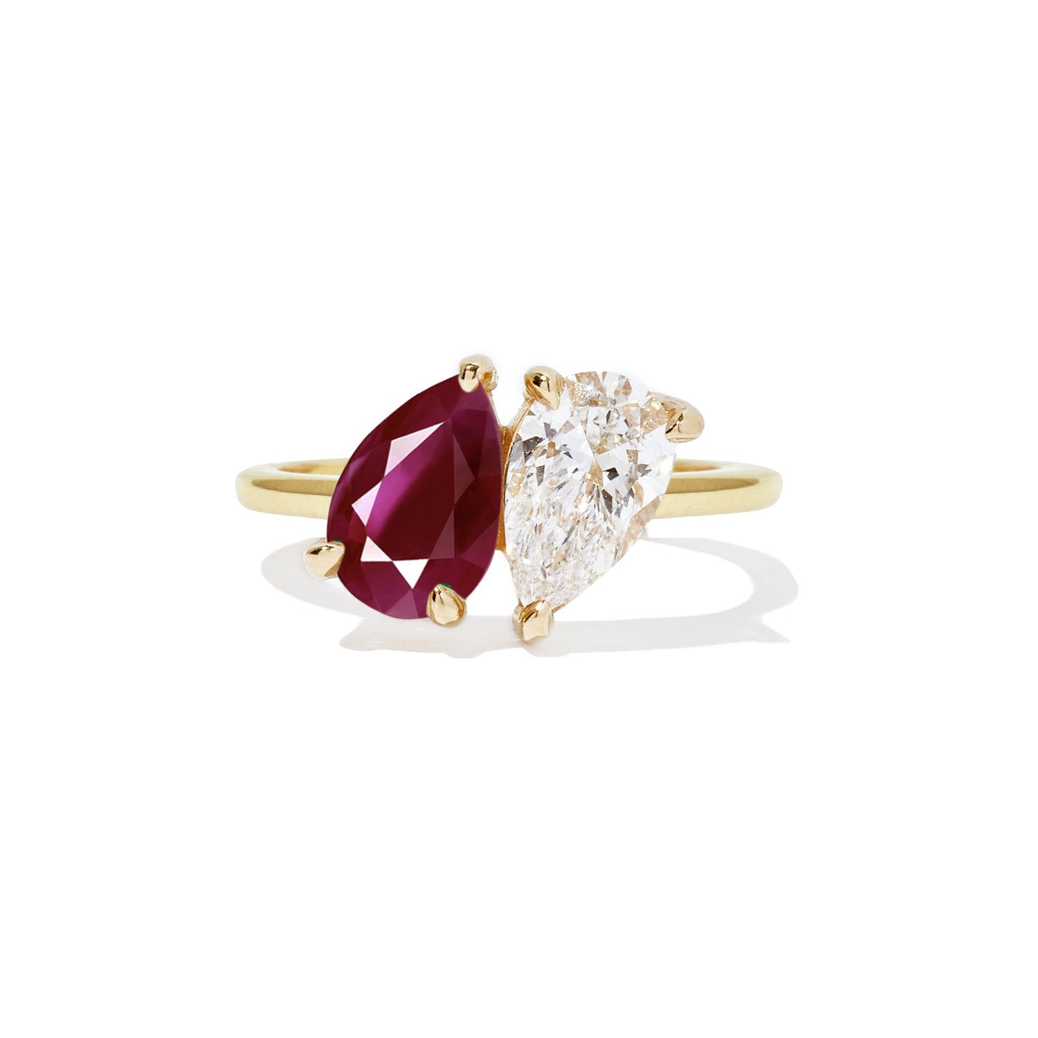 Dual Pear-Cut Red Diamond Engagement Ring VENFORA