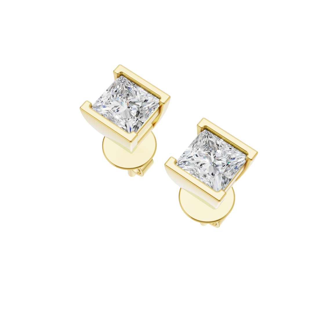 Princess Cut Lab Grown Diamond Stud Earrings VENFORA