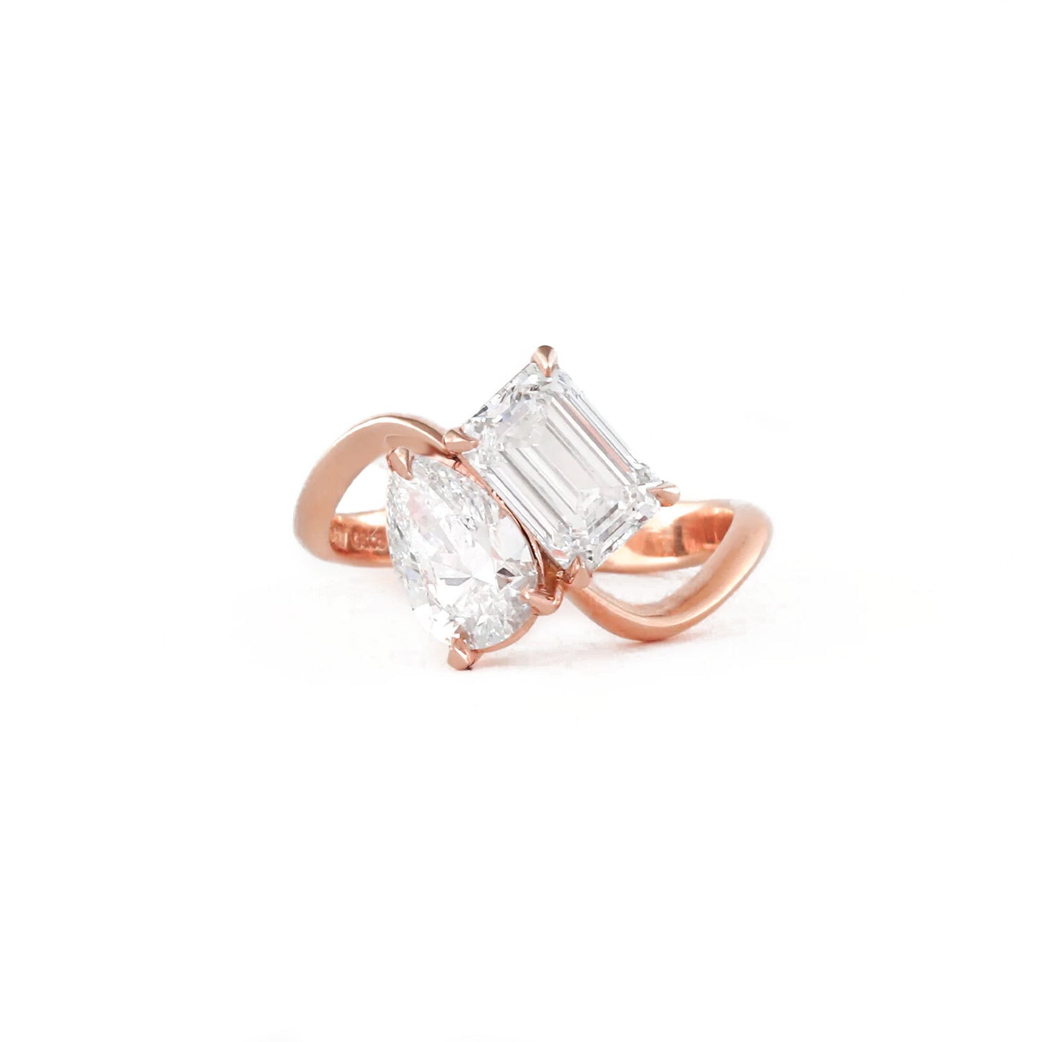 Elegant Dual Diamond Bypass Ring in Yellow Gold VENFORA
