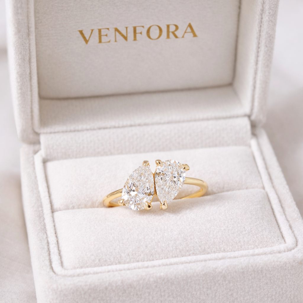 Dual Pear-Cut Diamond Engagement Ring VENFORA