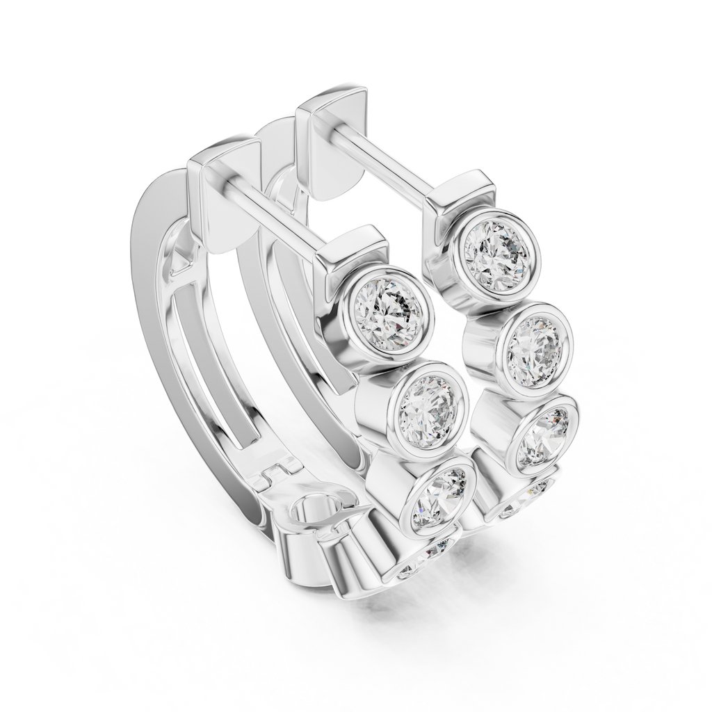 Bezel Set Diamond Hoop Earrings in 18K Gold 