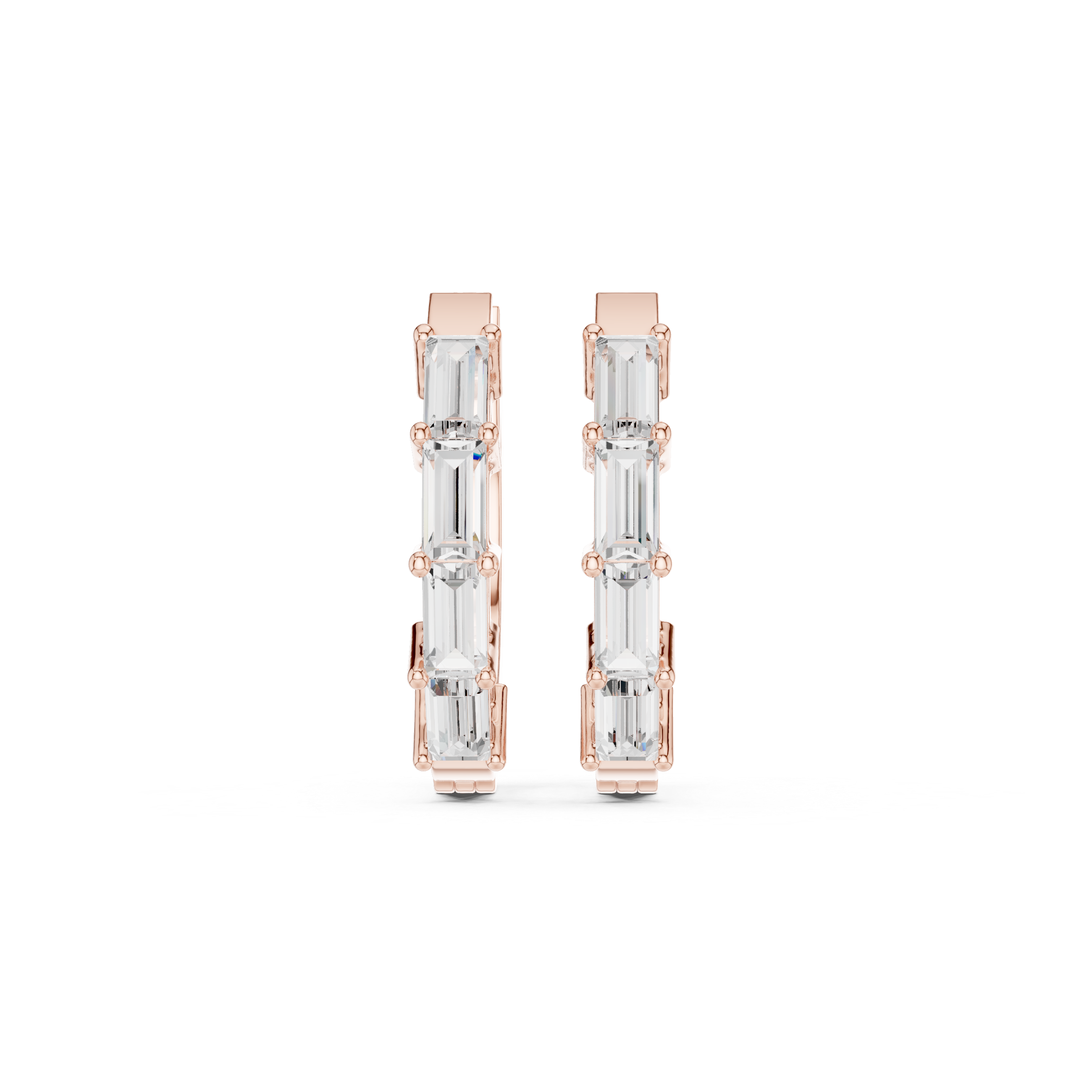 Baguette Cut Diamond Hoop Earrings 
