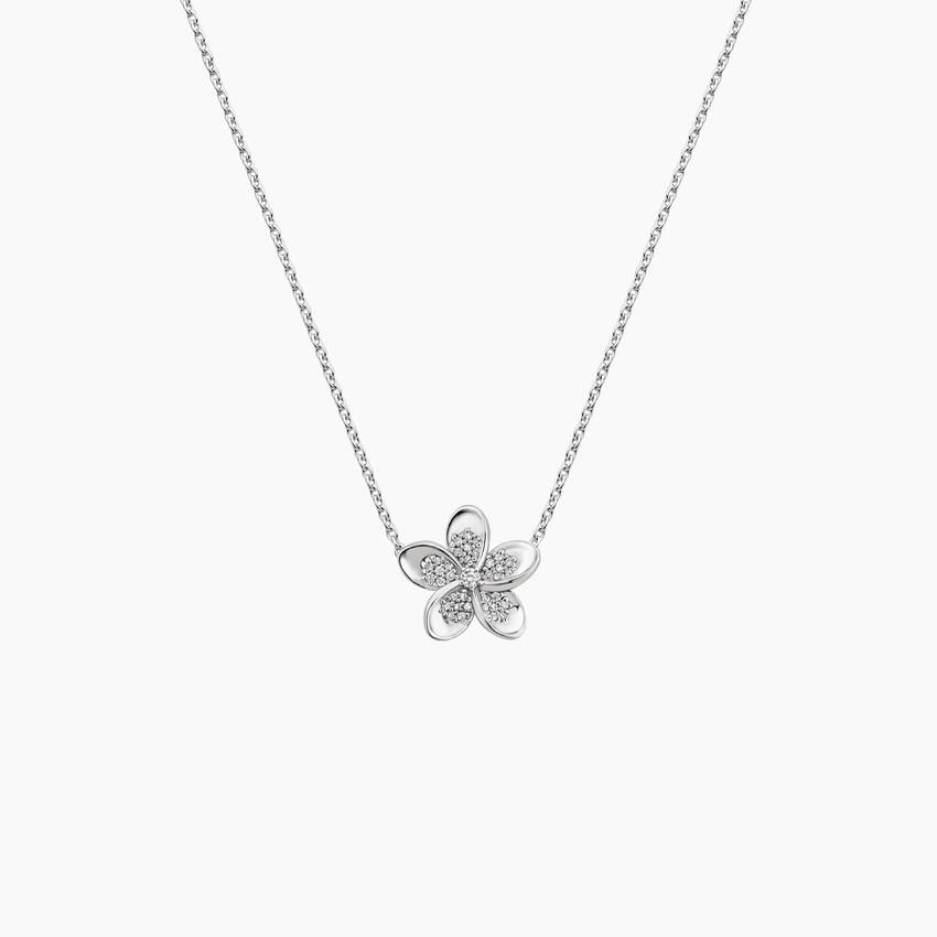 Gold Flower Pendant with Diamond Accents venfora