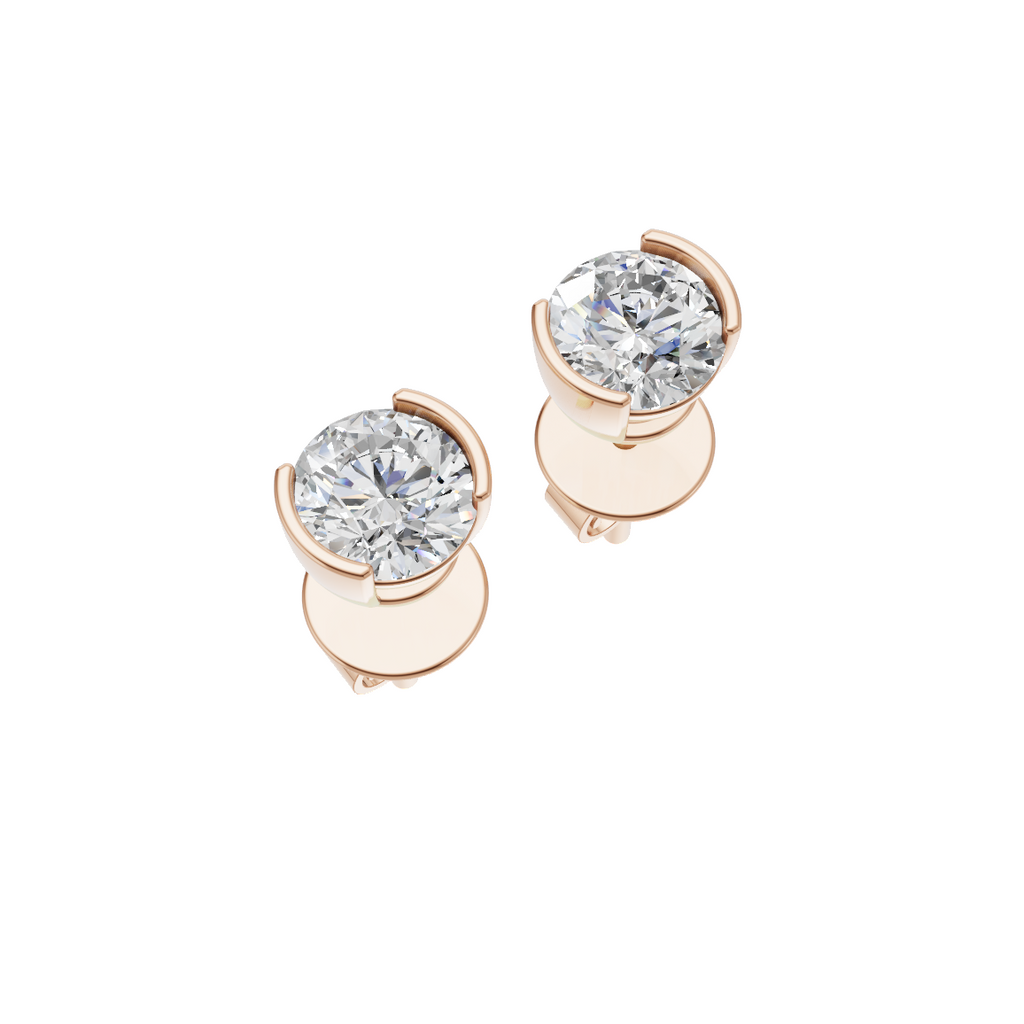 Round Cut Lab Grown Diamond Stud Earrings VENFORA