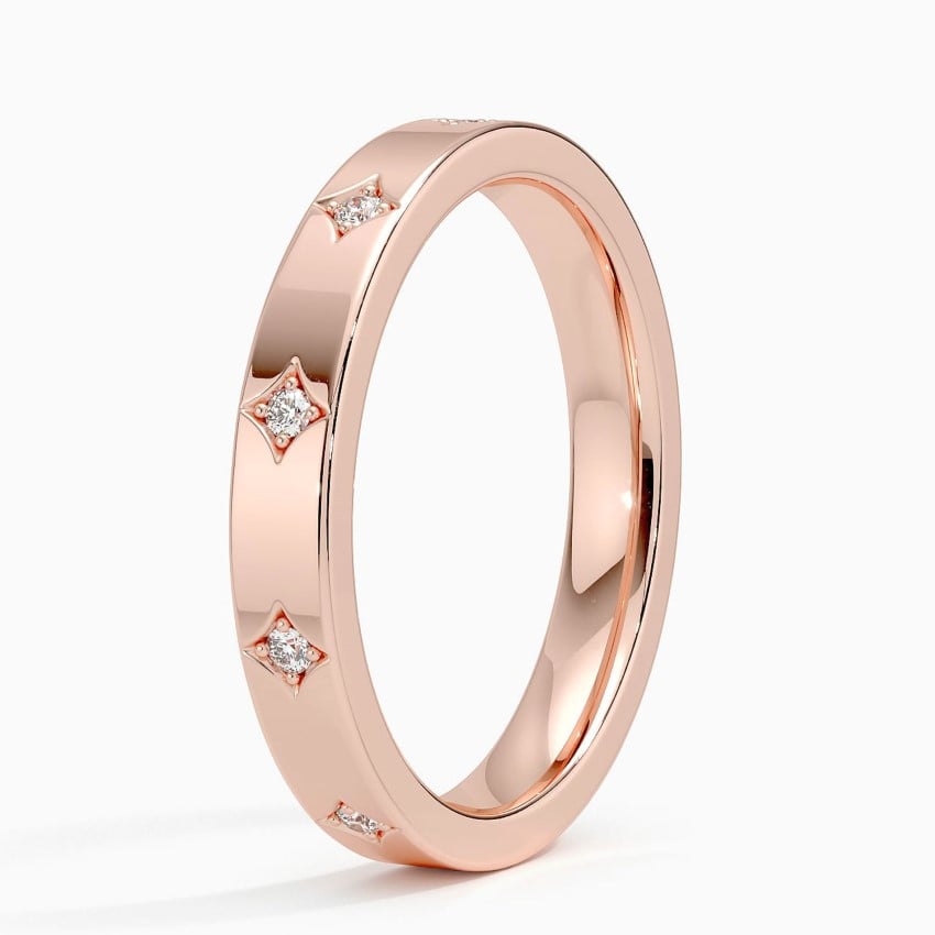 Elegant Silver Band Ring with Star-Set Diamonds My Store