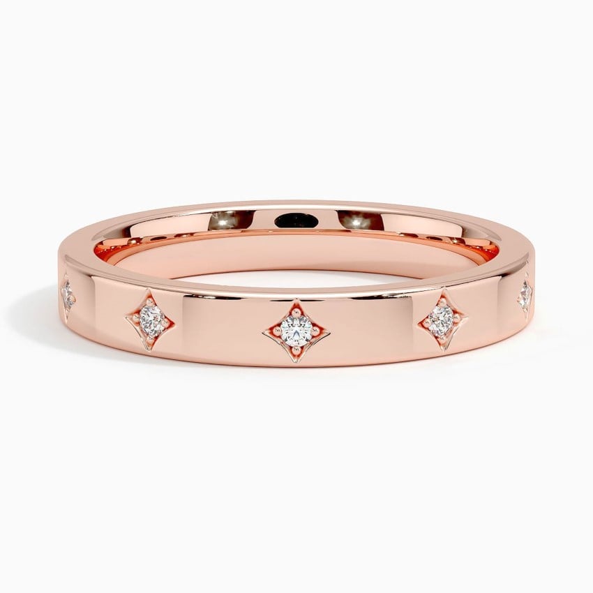 Elegant Silver Band Ring with Star-Set Diamonds My Store