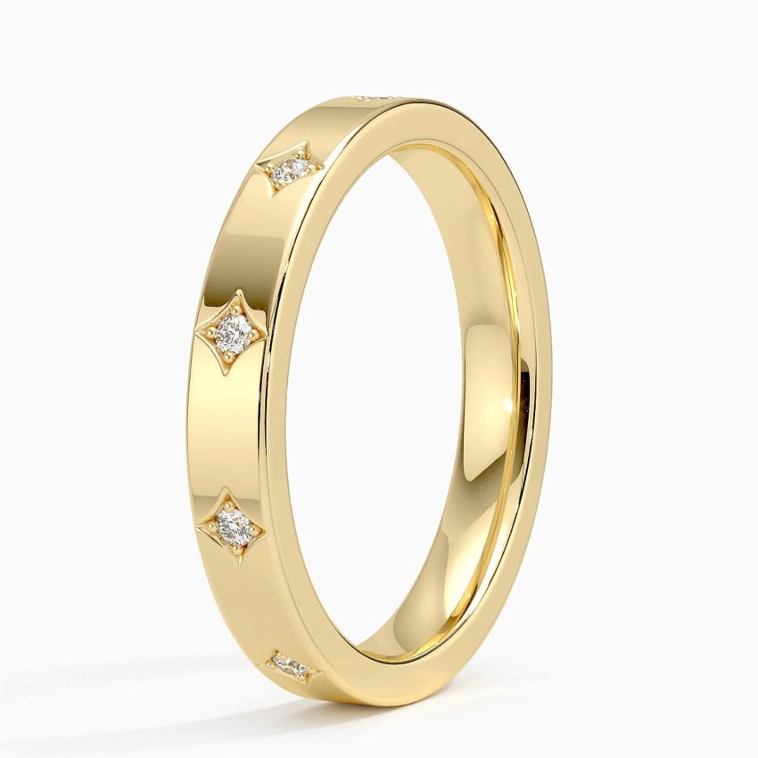 Elegant Silver Band Ring with Star-Set Diamonds My Store