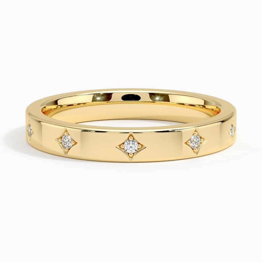Elegant Silver Band Ring with Star-Set Diamonds My Store