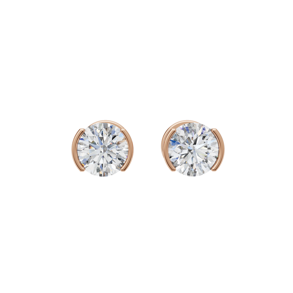 Round Cut Lab Grown Diamond Stud Earrings VENFORA